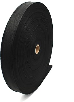 ZipperStop Wholesale - 100% Cotton Twill Tape Ribbon 100 YDS/ROLL Made in The USA (1", Black)