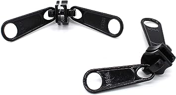 Zipper Repair Kit - #10 Black YKK Zipper Rescue Automotive Slider - #10 Coil Long Pull with 2 Heads - 2 Sliders Per Pack - Color Black - Made in The United States