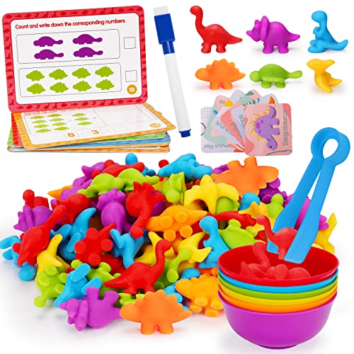 Toys Matching Games for Kids with Sorting Bowls Toddler Learning Activities Manipulatives Preschool Must Have Counters Montessori Fine Motor Skills Toys Age 2 3 4 5 Years (102 PCS)