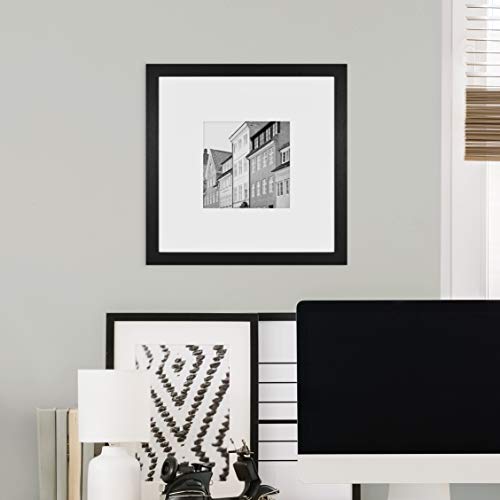 MCS Studio Gallery Frame, Black Woodgrain, 16 x 16 in matted to 8 x 8 in , Single