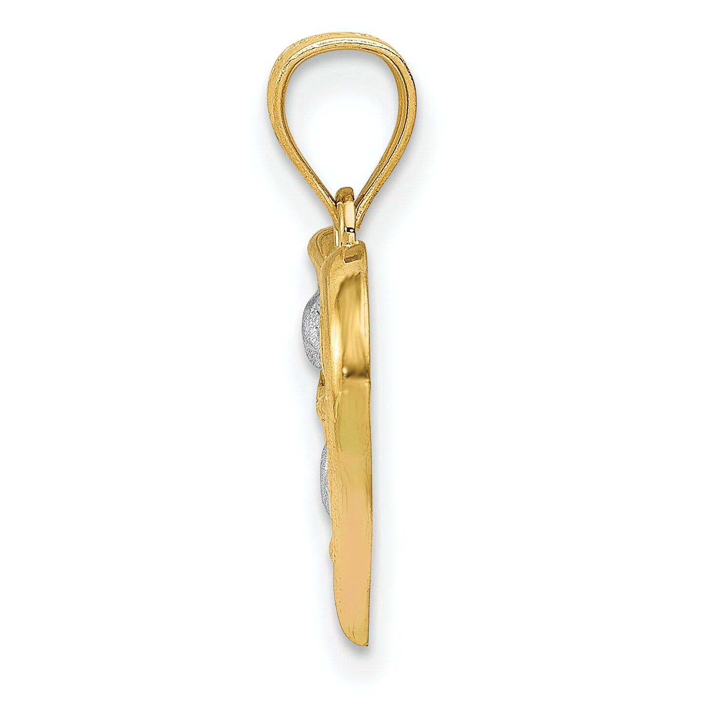 14K Two Tone Gold Heart XO Pendant Charm Jewelry 19mm x 15mm