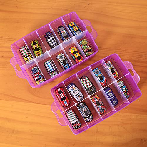 Bead Organizer,3-Tier Craft Organizers and Storage,Stackable Storage Containers with 30 Compartments Dividers for Washi Tape,Toy,Hair Accessories,Art Supplies,Fishing Tackle,Purple