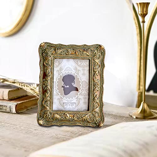 Vintage Mini Picture Frame 2.5x3.5 Antique Small Photo Frame Table Top Display and Wall Hanging Home Decor (Bronze with Green Rust)