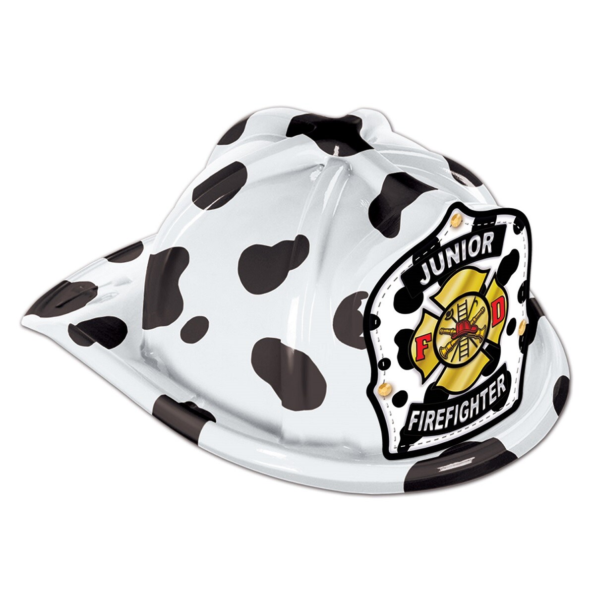 Beistle Club Pack of 48 Dalmatian Print Junior Firefighter Costume Hat with Shield - Medium Size