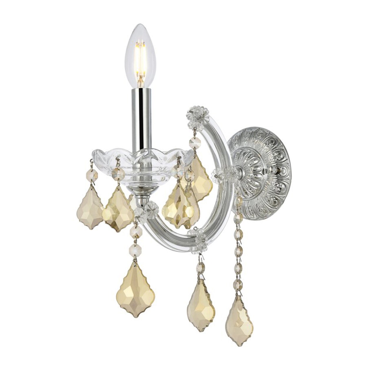 Elegant Lighting Transitional Home Decorative Steel Maria Theresa 1 Light Wall Sconce Royal Cut Crystal