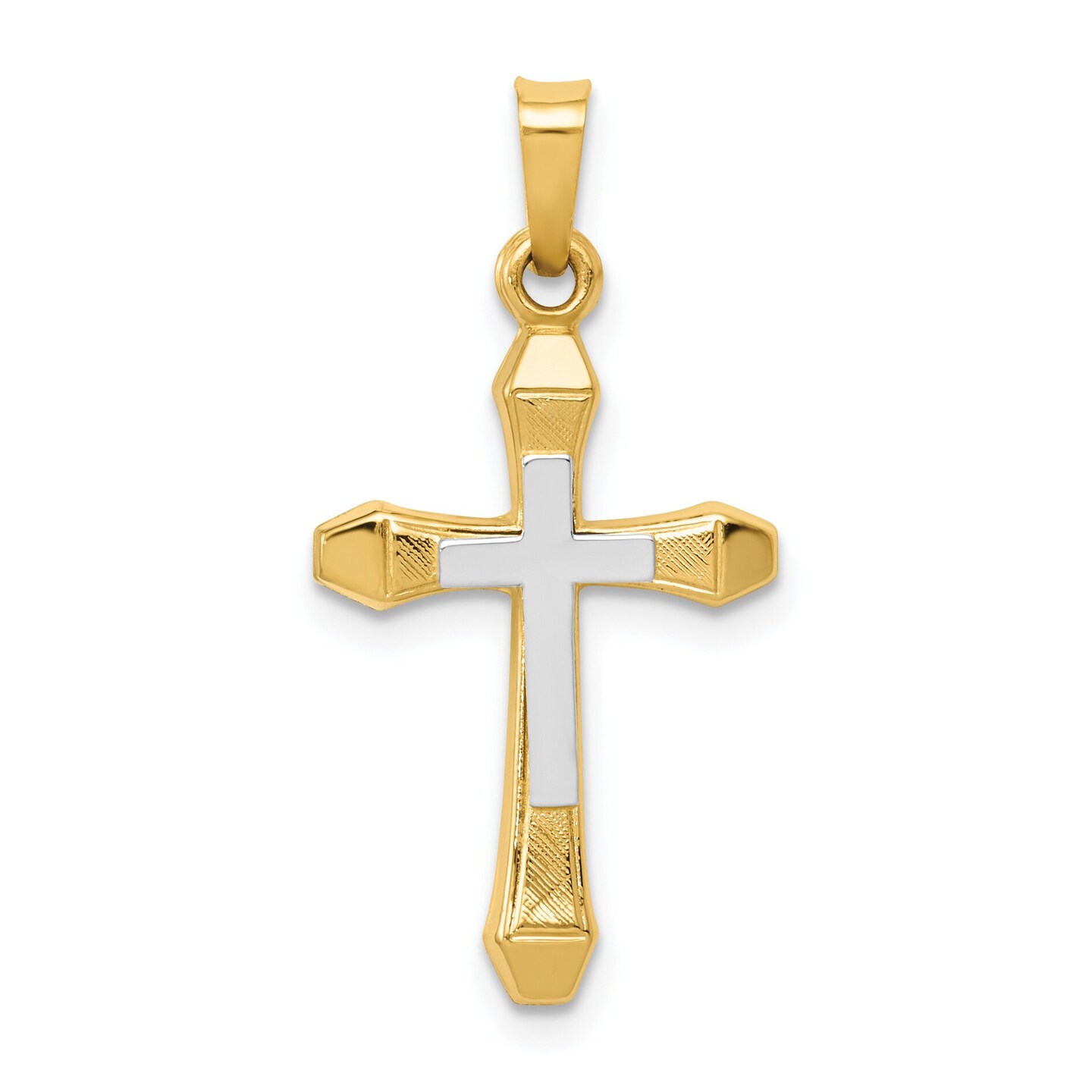 FindingKing 14K Yellow Gold Cross Pendant Charm Religious Jewelry