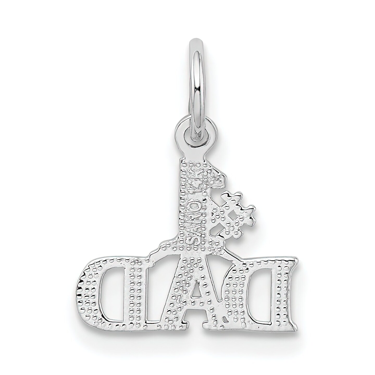 14K White Gold #1 Dad Charm Father Family Pendant Jewerly 17mm x 14mm