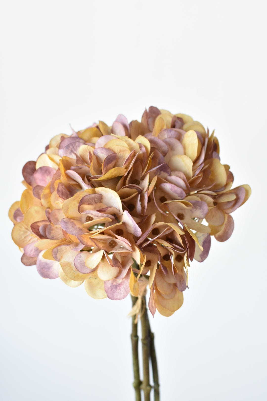14" Faux Dried Hydrangea Bundle: Light Brown With Soft Purple