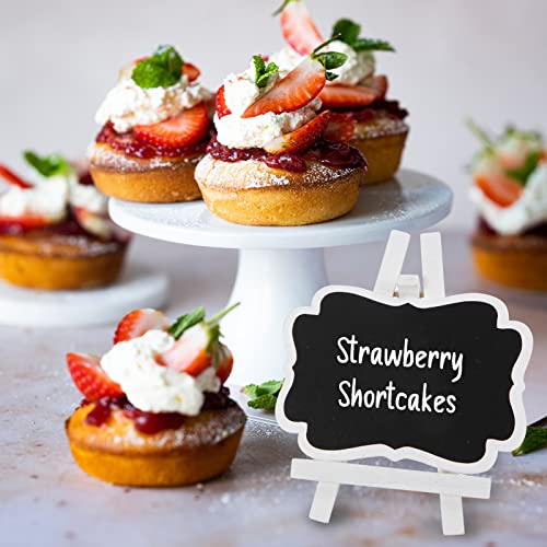 16 Pack Mini Chalkboard Sign for Food, Buffet, Wedding, Brunch, and Party, Catering Supplies Display, Table Number, and Place Card, Wooden White Framed Easel and Board with Erasable Marker