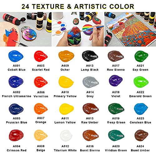 Aen Art Acrylic Paint, Set of 24 Colors Craft Paint Supplies for Canvas,  Painting, Wood, Ceramic