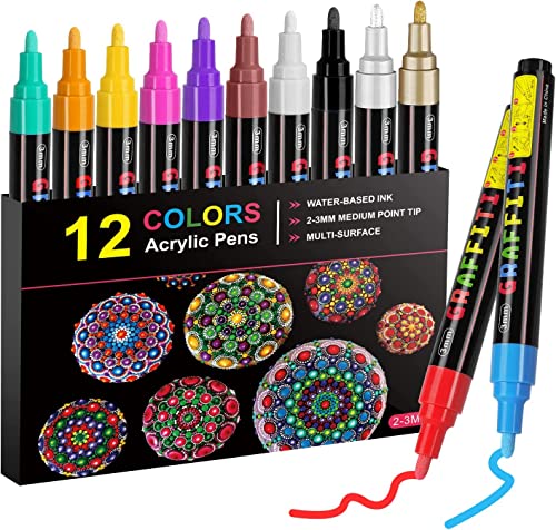 Acrylic Paint Pens Paint Markers - 24 Colors Medium Fine Tip Paint Pens for  Metal Rock Glass Wood Ceramic Resin Canvas Fabric Plastic Surfaces DIY  Crafts for Kids and Adults