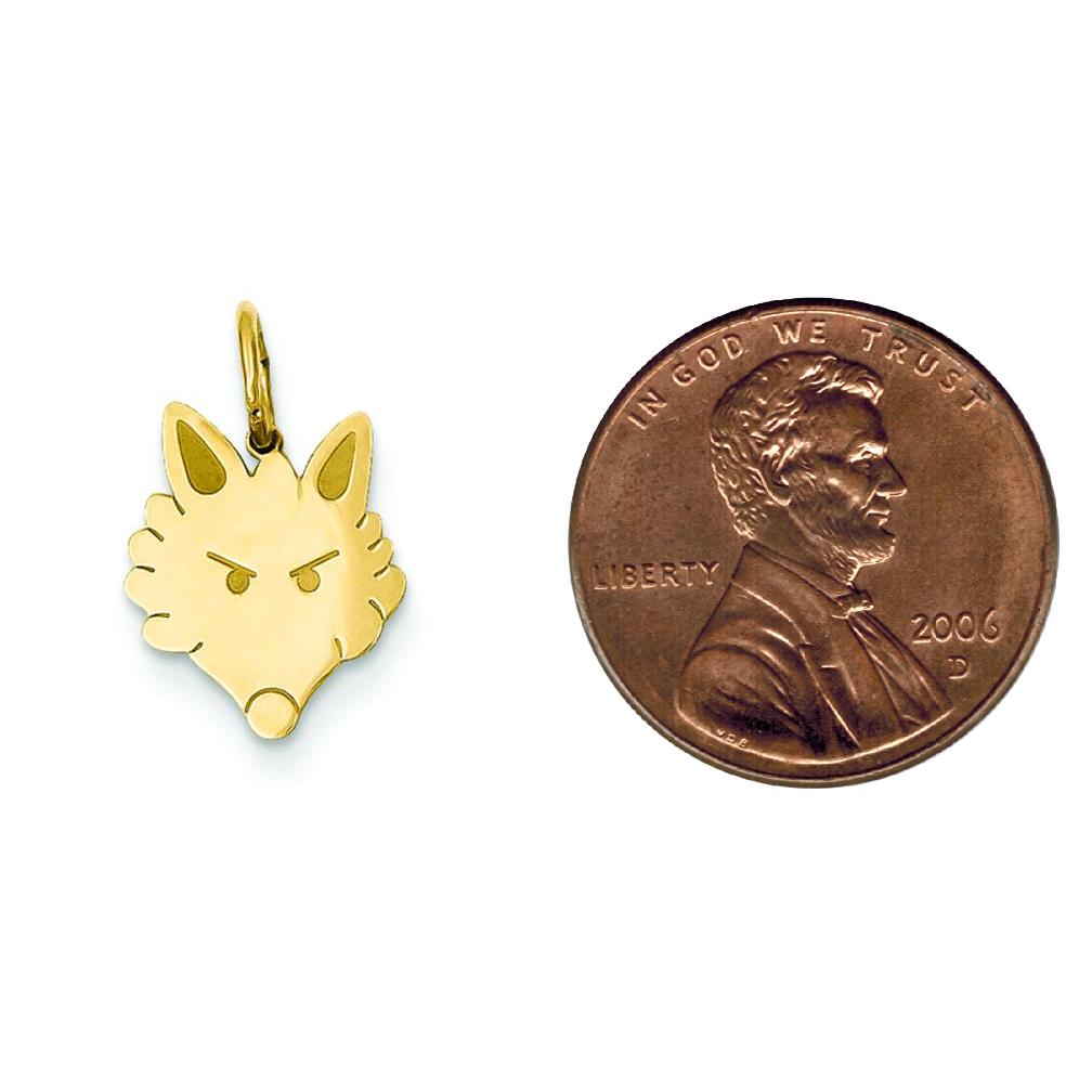 14K Yellow Gold Fox Head Charm Wild Animal Life Jewelry 17mm x 11mm