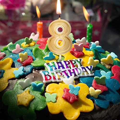 Gold Glitter Happy Birthday Cake Candles - Number 1 Candle for Cake Topper Decoration, Ideal for Kids and Adults Parties