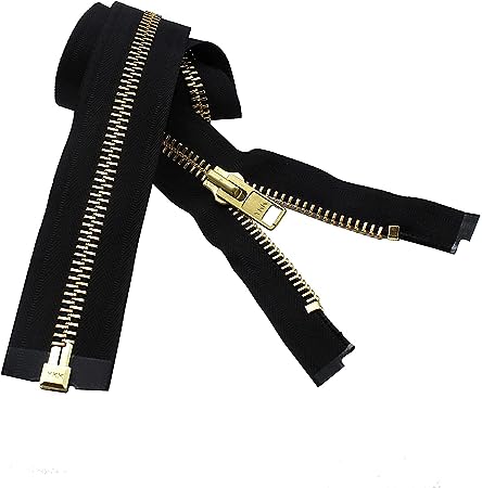 #10 Extra Heavy Jacket Separating Zipper - YKK Brass Metal Separating - Color Black - Made in The United States - Choose Your Length (34" Inches)