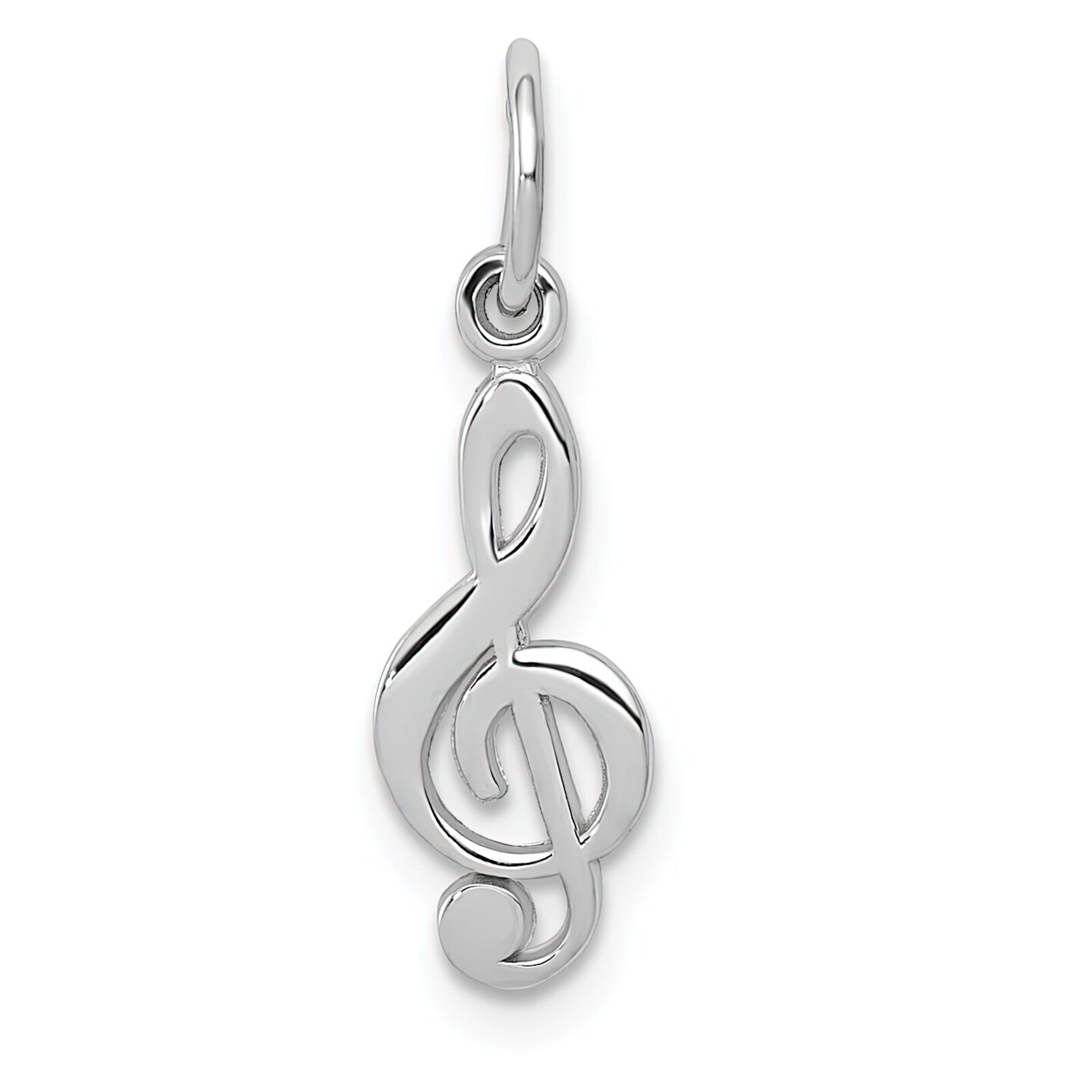 14K White Gold Treble Clef Charm Music Pendant Jewelry! 20mm x 5mm