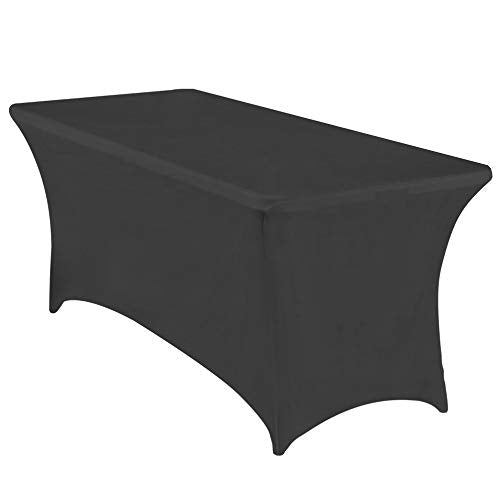 6ft Stretch Spandex Table Cover for Standard Folding Tables - Universal Rectangular Fitted Tablecloth Protector for Wedding, Banquet and Party (Black, 72 Length x 30 Width x 30 Height Inches)