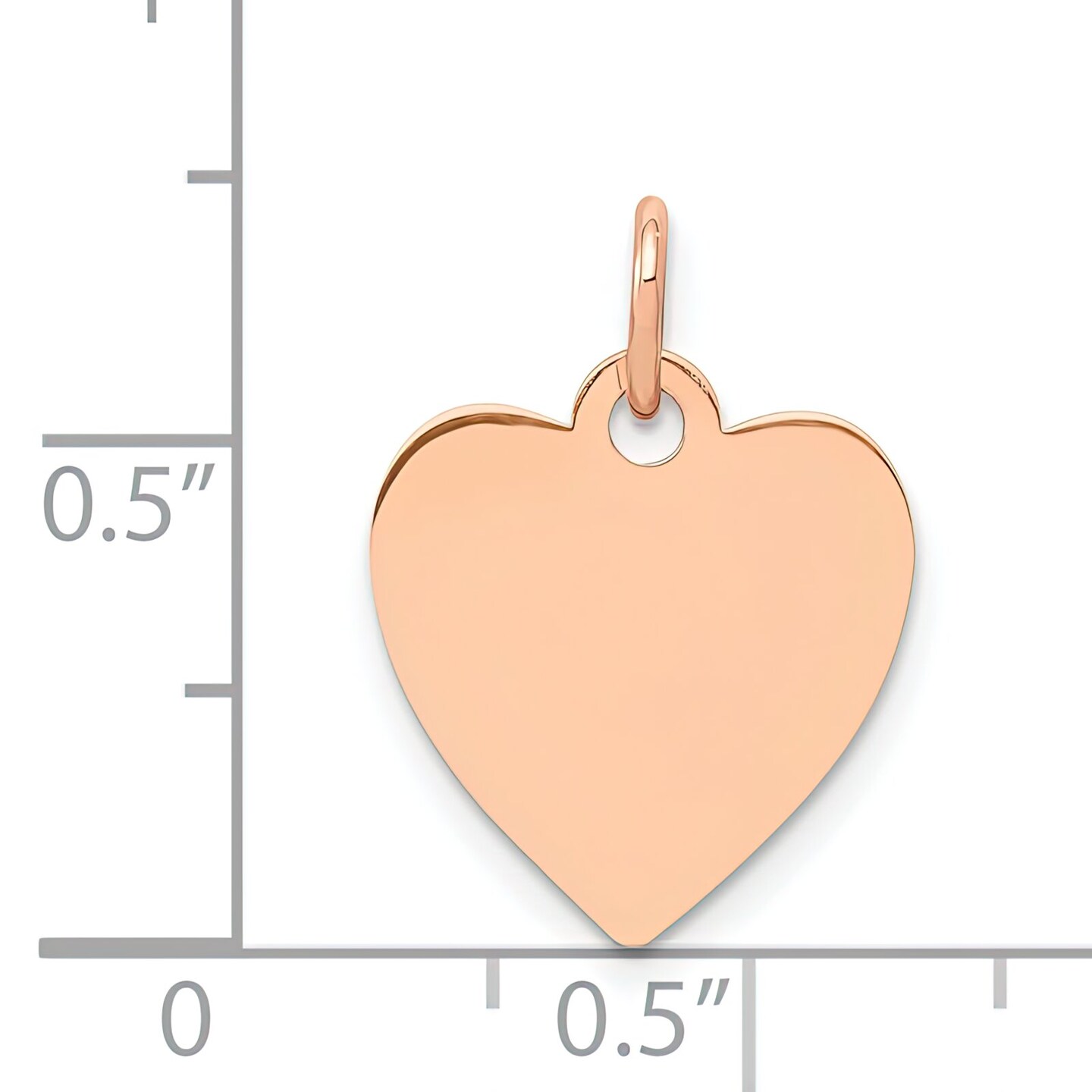 14K Rose Gold Heart Charm Engraveable Jewelry Pendant 18mm x 13mm