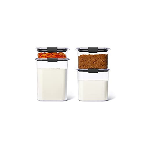 Rubbermaid Brilliance BPA Free Food Storage Containers with Lids, Airtight, Stain Resistant, Dishwasher Safe, Set of 4 (Small)