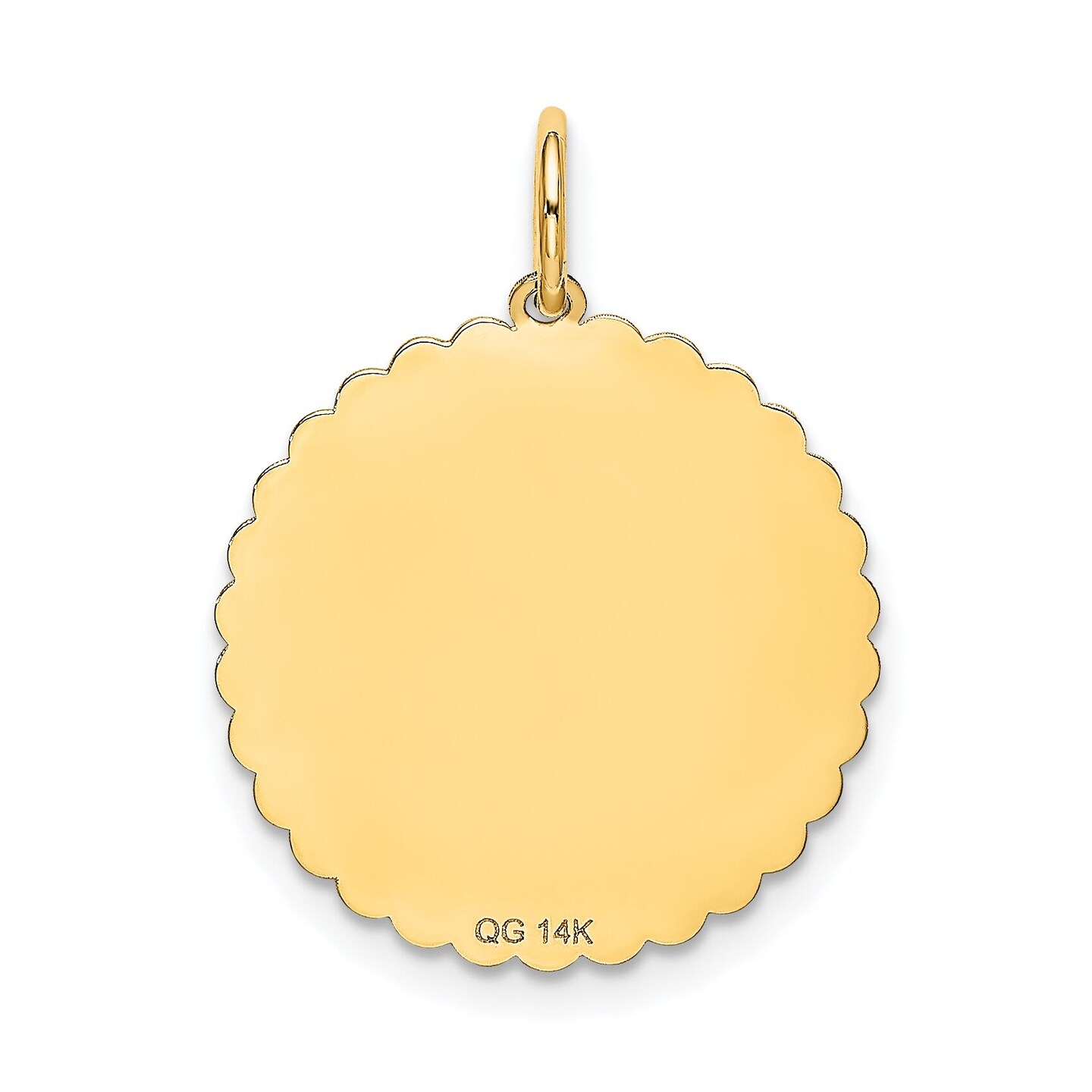 14K Yellow Gold Sweet 16 Disc Charm Jewelry Pendant 25mm x 18mm
