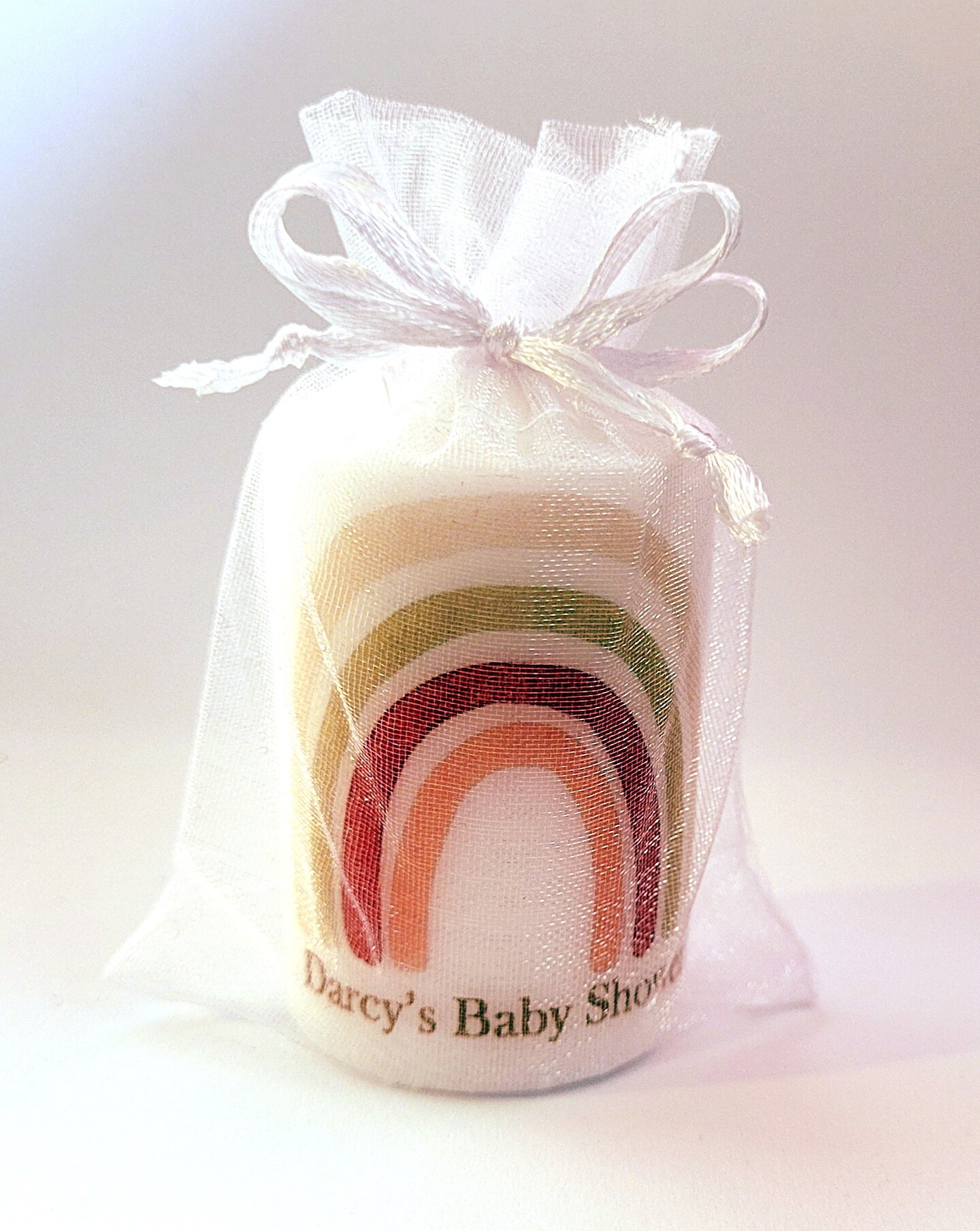 10 Boho Baby Shower Candle Favors, Boho Rainbow, Gender Neutral, Bohemian, Personalized, Journaling Supplies