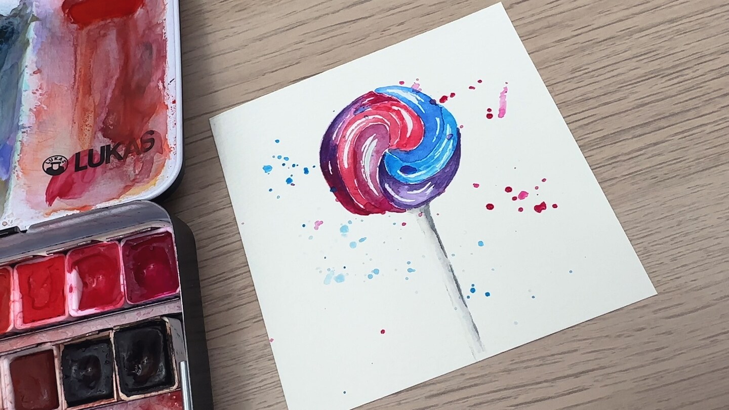 How to Paint a Watercolor Lollipop image 2