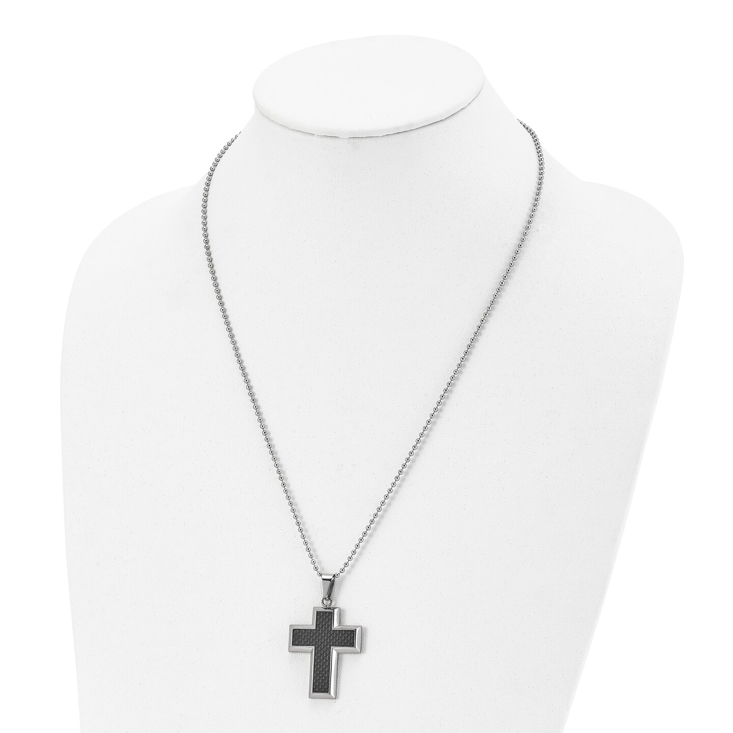 Titanium Carbon Fiber Cross Mens Necklace 22&#x22; New