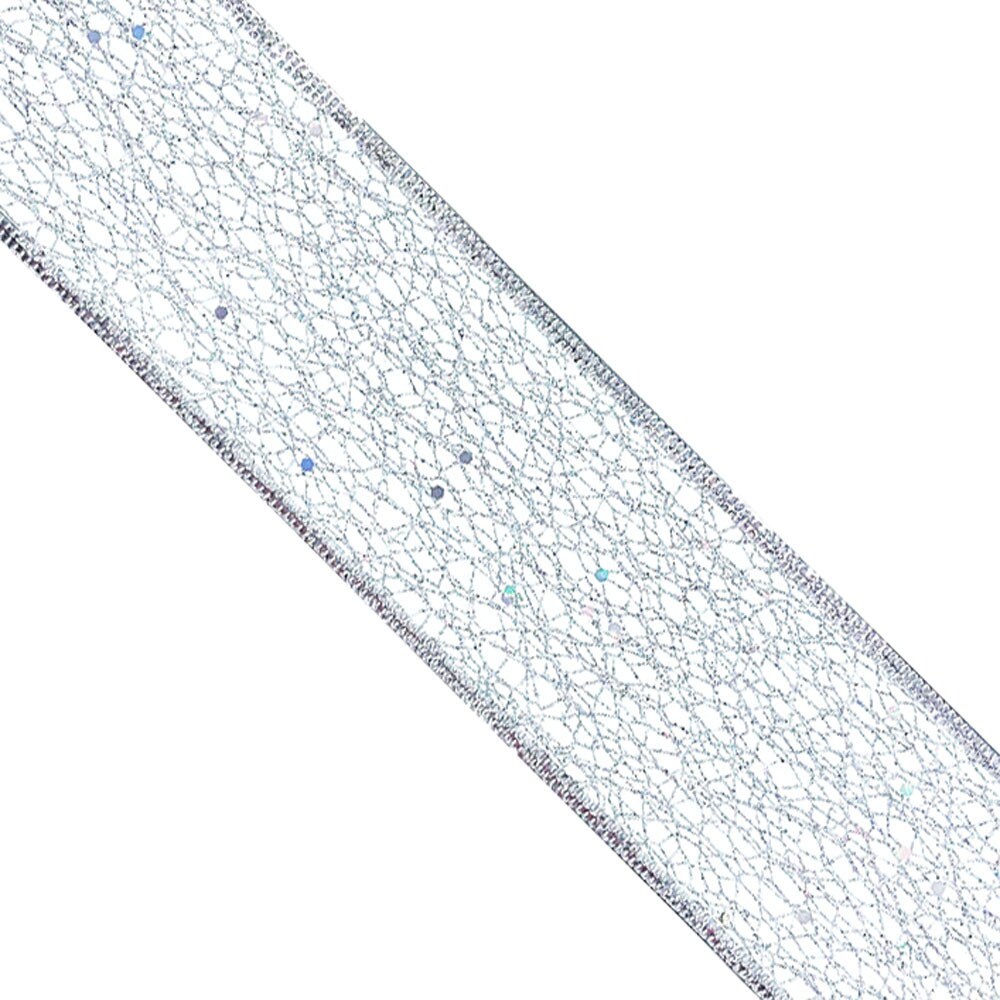 Holiday Metallic Sparking Glitter Mesh wired edge ribbons 2.5&#x22; x 10 yards