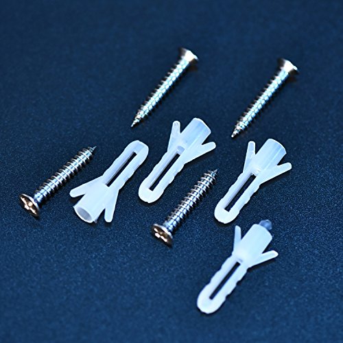 2 Sets (8 Pieces) Spring Loaded Mirror Hanger Clips Set Unframed Mirror Mount Clips with Rawl Plugs and Screws