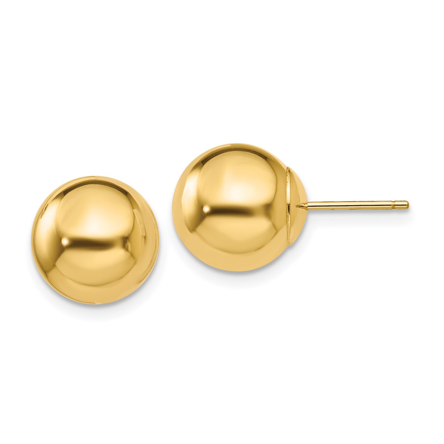 14K Yellow Gold Ball Stud Earrings Jewelry 10mm 10mm x 10mm