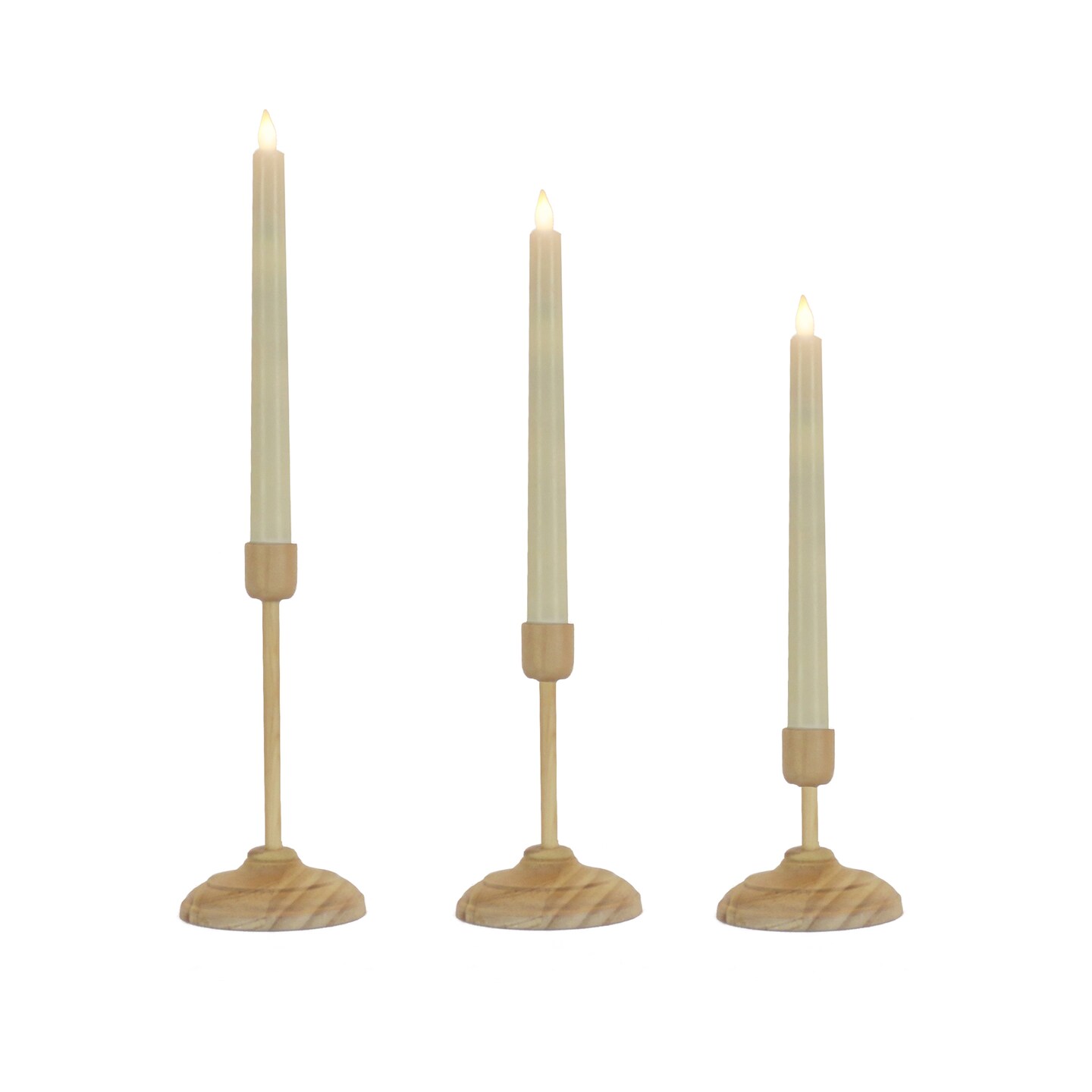 HGTV Home Collection Set of 3 Heritage Flameless Candles With Remote, Natural with Warm White LED Lights, Battery Powered, 16 in