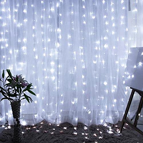 Window Curtain String Light, 300 Waterproof LED Twinkle Lights, 8