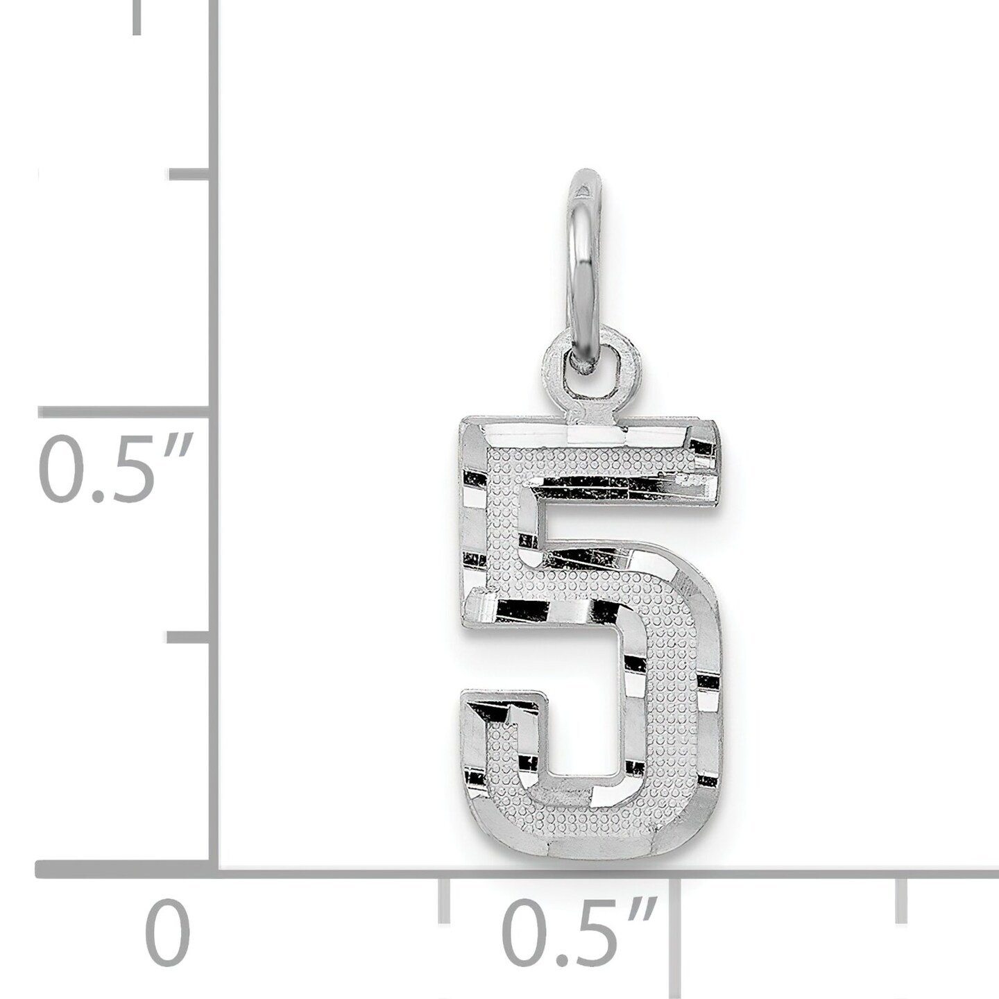 14K White Gold Small Number 5 Charm Pendant FindingKing Jewerly 19mm x 7mm
