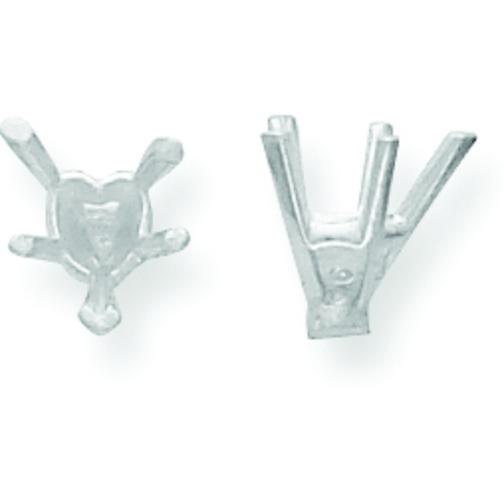 14K White Gold 5 Prong Heart Tapered V Head 6.75x7.75mm