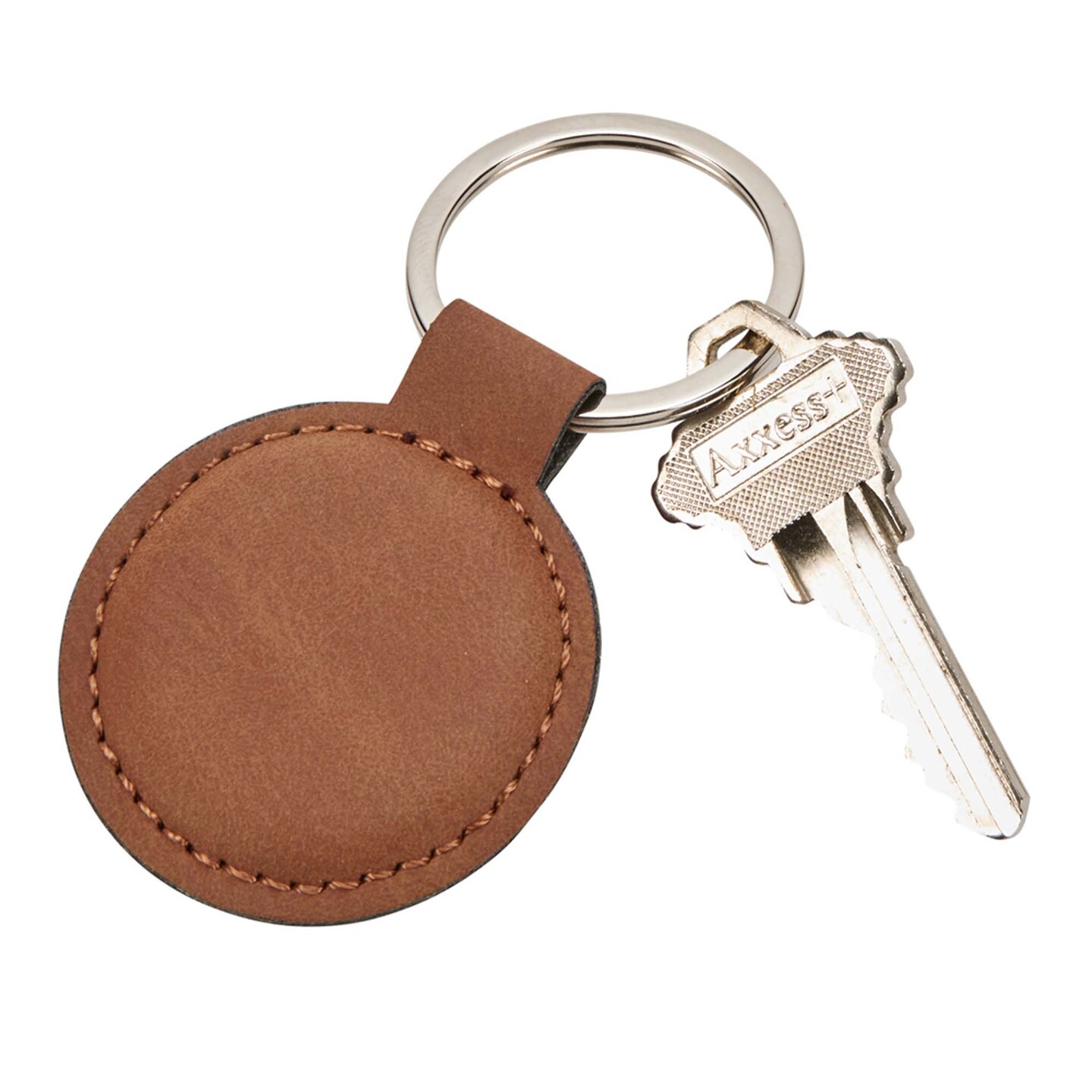 Contemporary Home Living 1 7/8" Caramel Round Leatherette Key Chain