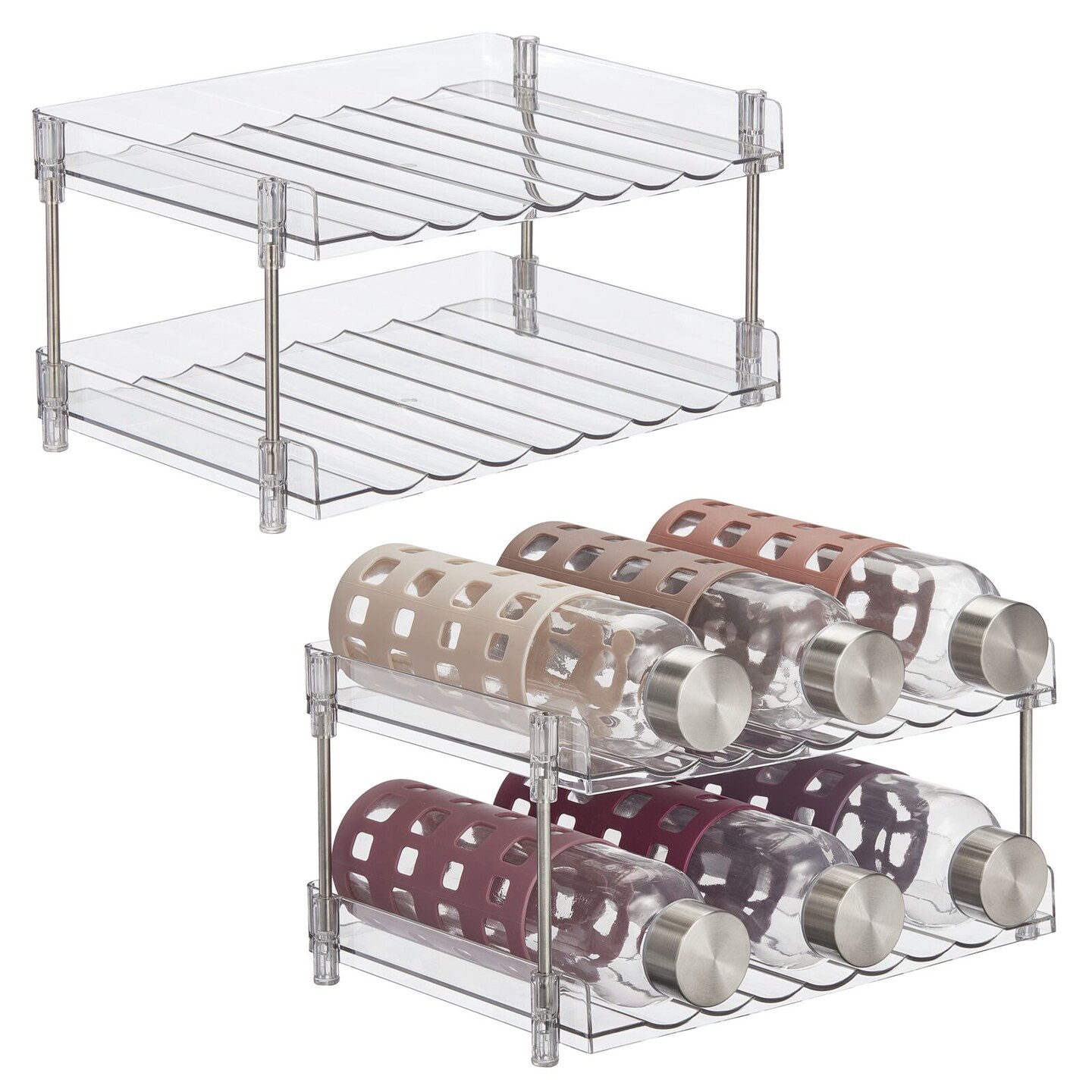 Water Bottle Organizer Free Standing Storage Shelf Metal Beverage