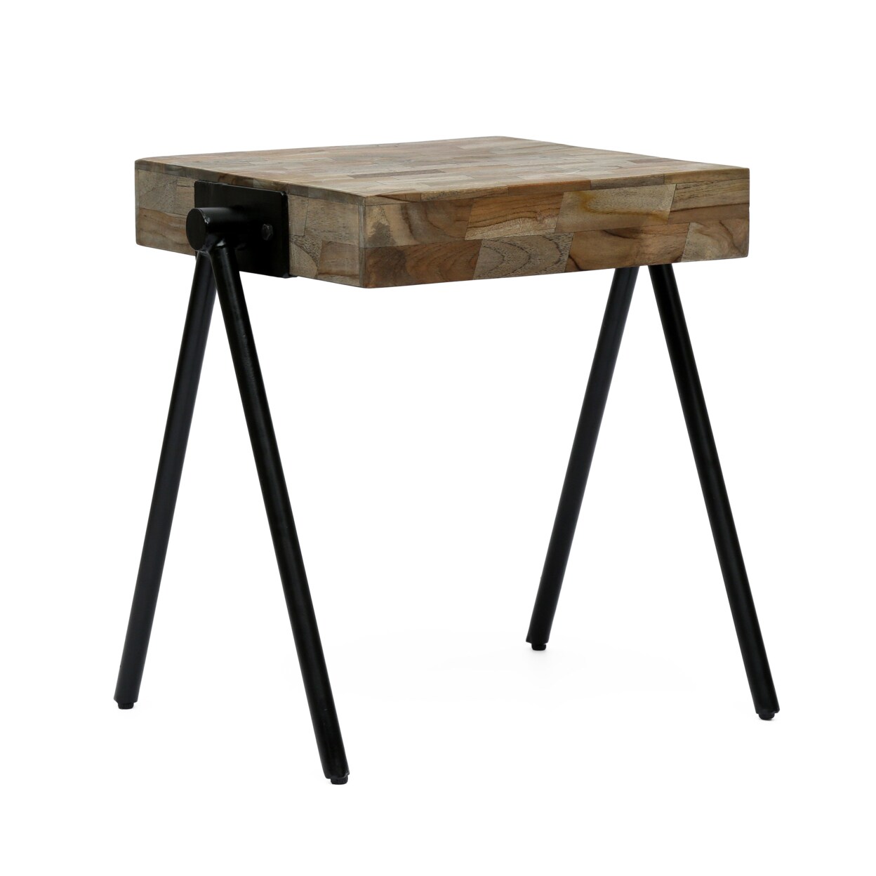 GDFStudio Delliah Handcrafted Modern Industrial Mango Wood Side Table