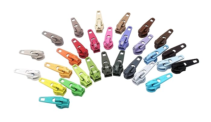 Zipperstop Zipper Repair Kit Solution #3 Coil YKK Brand Slider use in Sewing or Jewelry-Choice, Mix (30pc Brights and Neutrals)