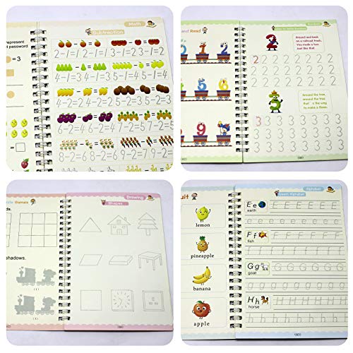 4 PCS Magic Practice Copybook for Kids,Children Reusable Handwriting Practice CopyBooks for Preschools Magic Workbook Letter Writing Book