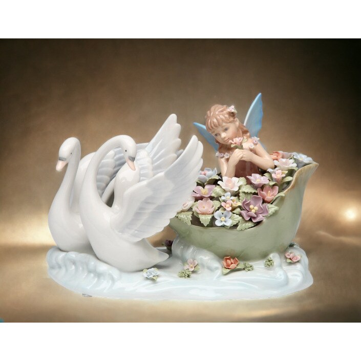 Swans With Fairy Music Box Gift Idea or Home Interior Decoration Ornament Box