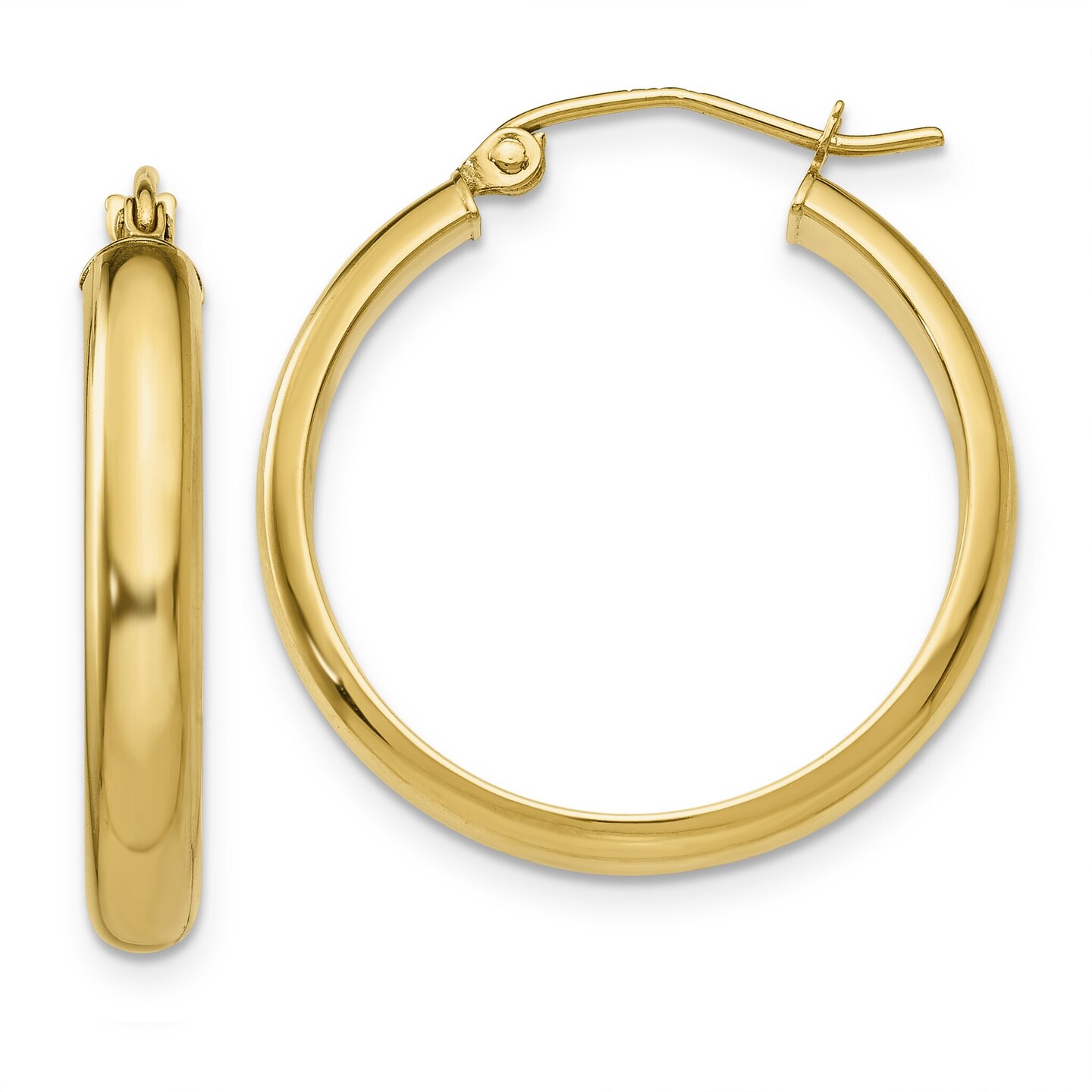 25mm Tube Hoop Earrings 14K Yellow Gold