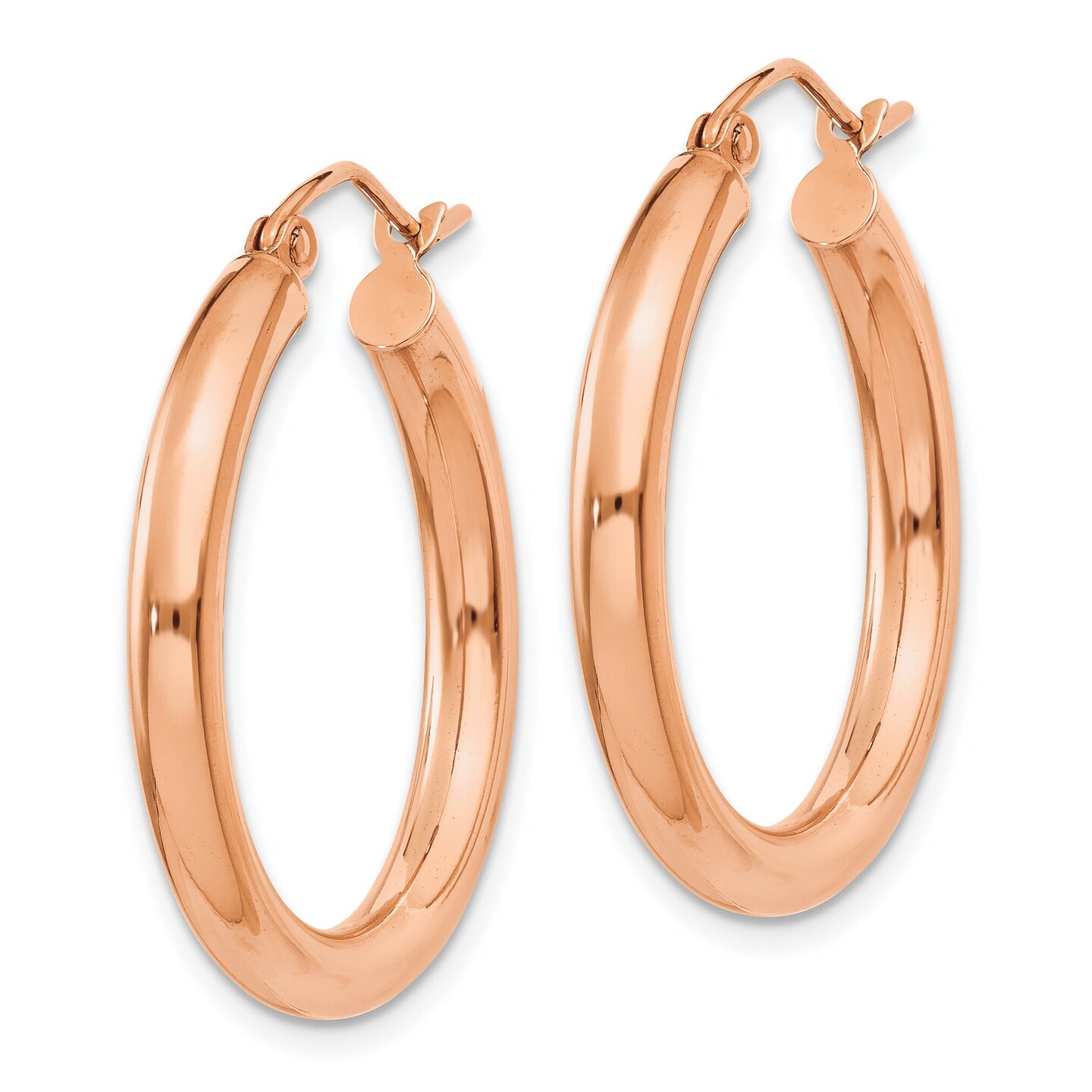 14K Rose Gold Hoop Earrings Polished Ear Jewelry 28mm x 25.4mm