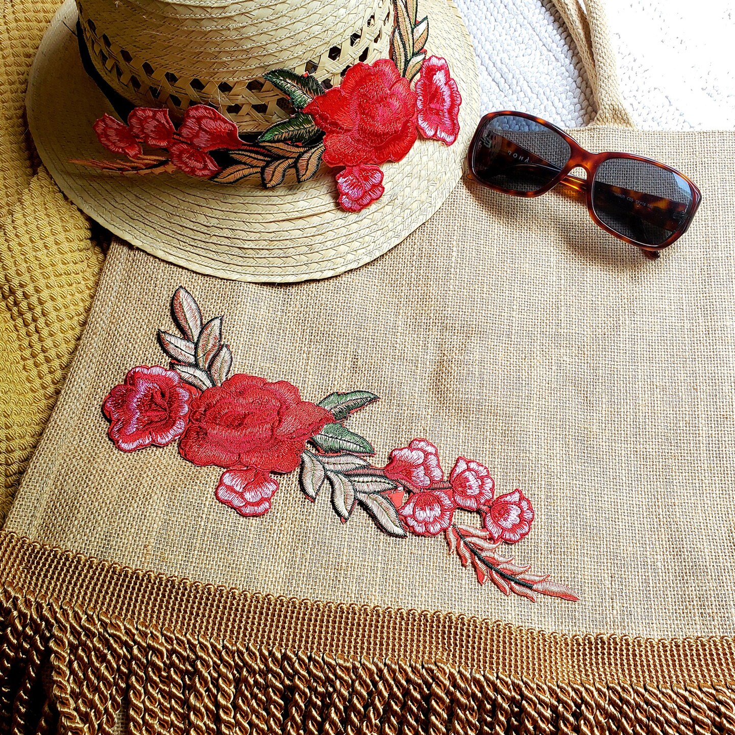 Parker Bar Handle Jute Tote Bag Knitting Essential