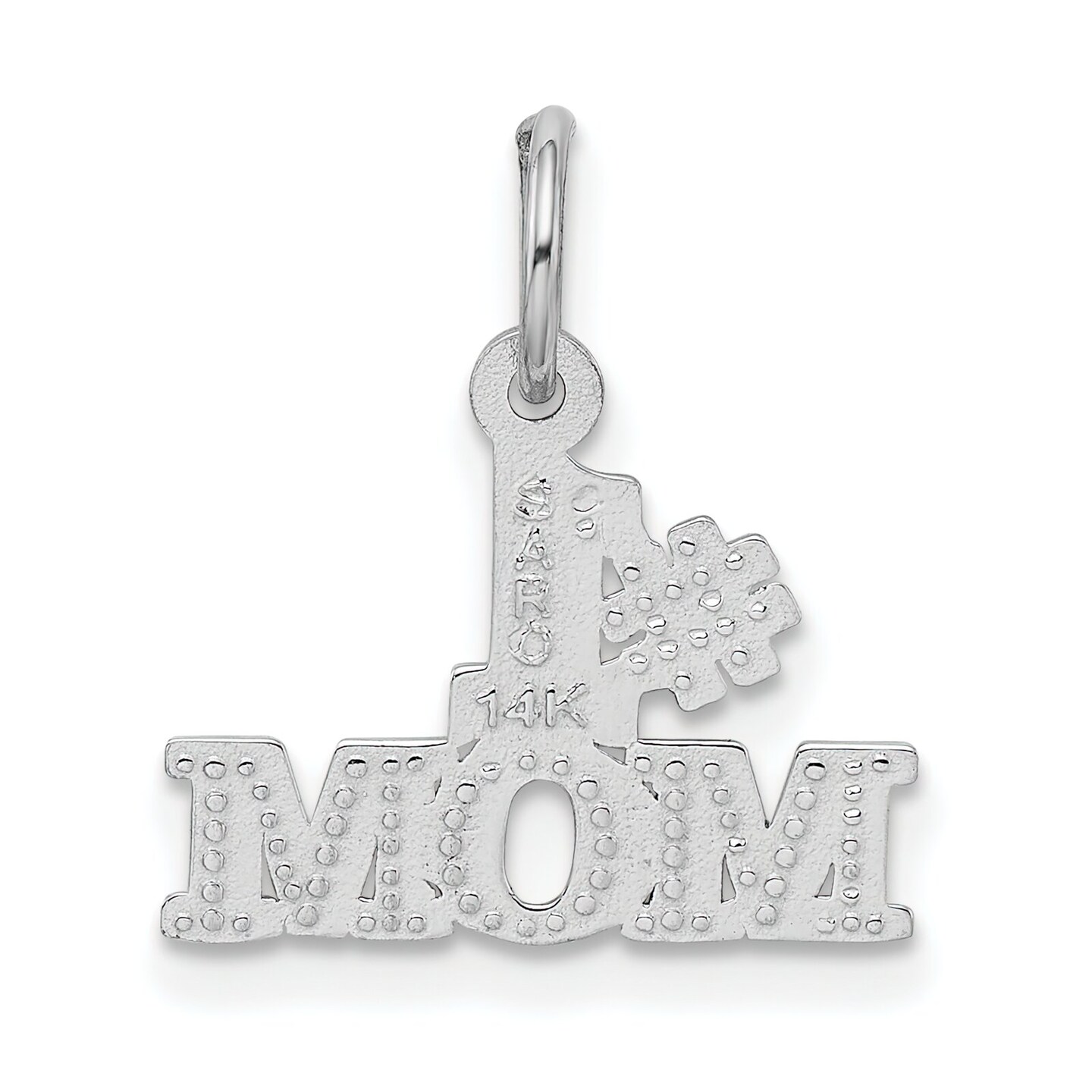 14K White Gold #1 Mom Charm Mother Family Jewelry 18mm x 15mm