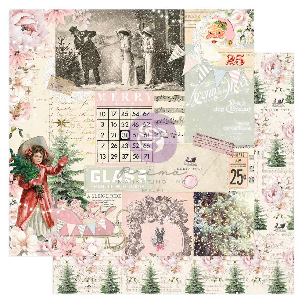 Christmas Market Collection - North Pole Magic - 12"x12" w/ foil details / paper Scrapbook Supplies Material For Craft Notebooksdecoupage Album Journals Planners Art Journaling Bullet