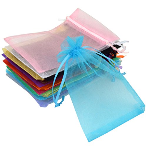 50 pcs Organize Bags-Mix Color 3.54''x4.33''(9x11cm) Satin Drawstring Organza Pouch Wedding Party Favor Gift Bag Jewelry Watch Bags