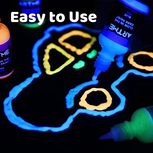 ARTME Glow in The Dark Paint, Glow Paint Set of 12 Bright Colors 30ml/1oz,  Acrylic Glow in The Dark Paint Perfect for Art Painting, DIY projects,  Halloween and Christmas Decorations, Rich Pigments