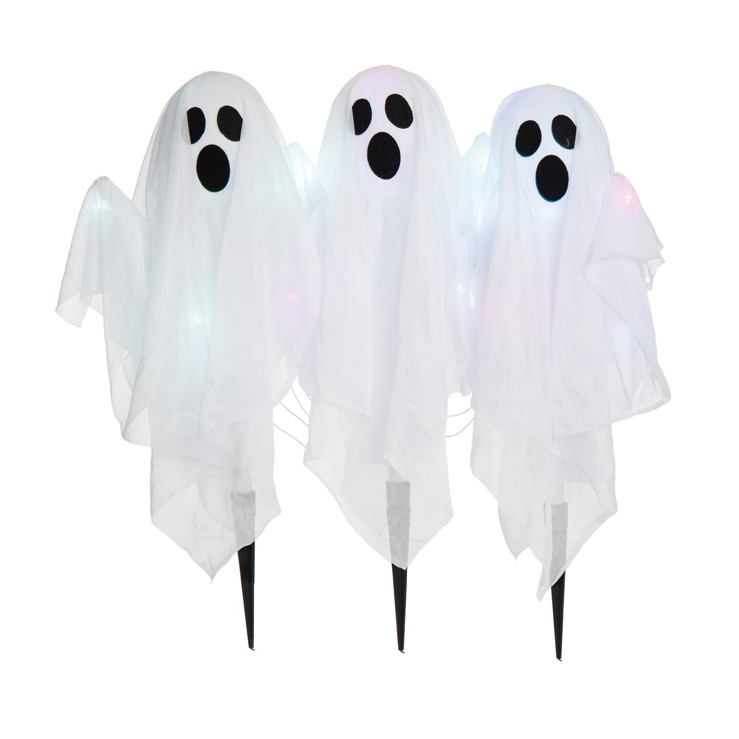 Lighted Up Ghost Halloween Stakes Set of 3