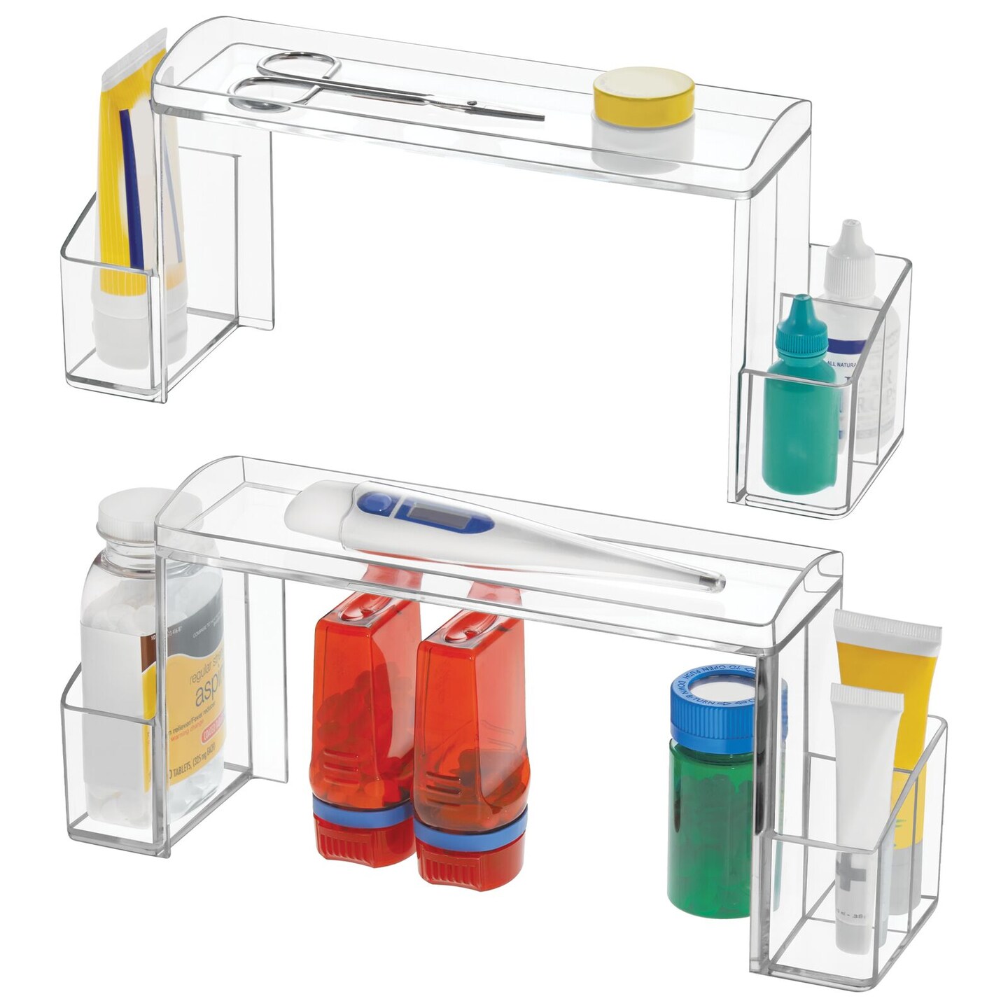 mDesign Small 2-Tier Plastic High-Rise Bathroom Cabinet Organizer