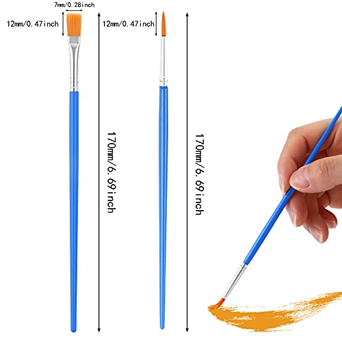 60-Piece Paint Brush Set Round and Flat Small Brushes Bulk for Detail Painting