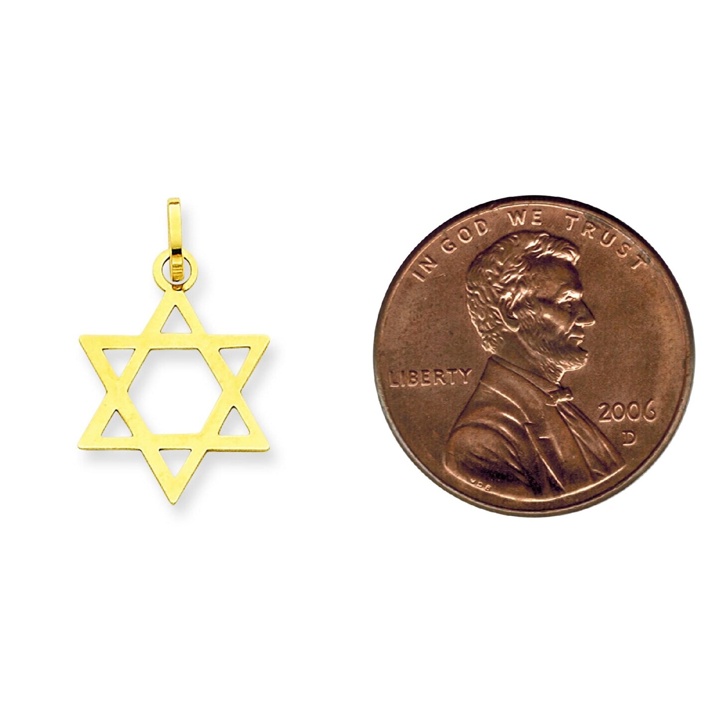 14K Yellow Gold Star of David Pendant Charm Jewelry 21mm x 14mm